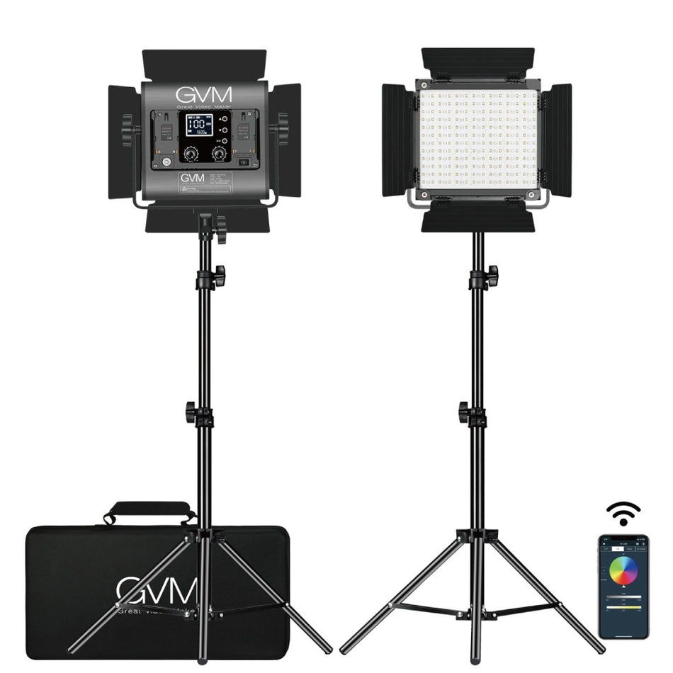 【上洛】GVM 800D-RGB 2L 雙燈組 含腳架 平板燈 多彩 攝影燈 持續平板燈 攝影棚 直播 商品 人像